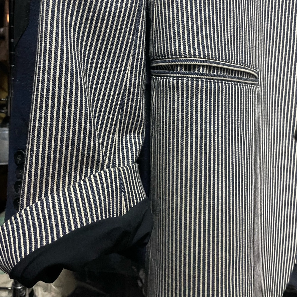 Men’s Blazer. Balenciaga, 2005. Navy/white vertical stripe